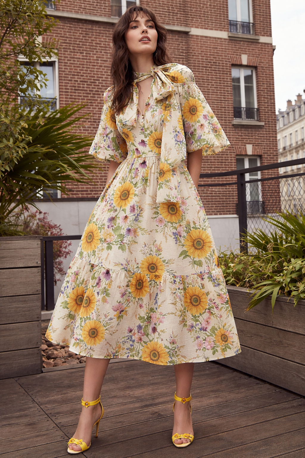 Sunlit Bloom Midi Dress