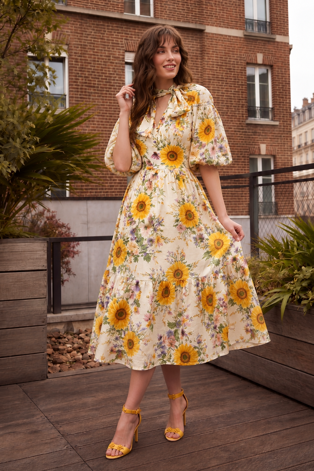 Sunlit Bloom Midi Dress