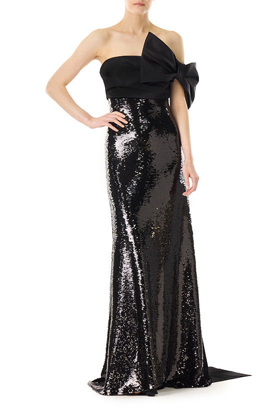 Midnight Bow Sequin Dress