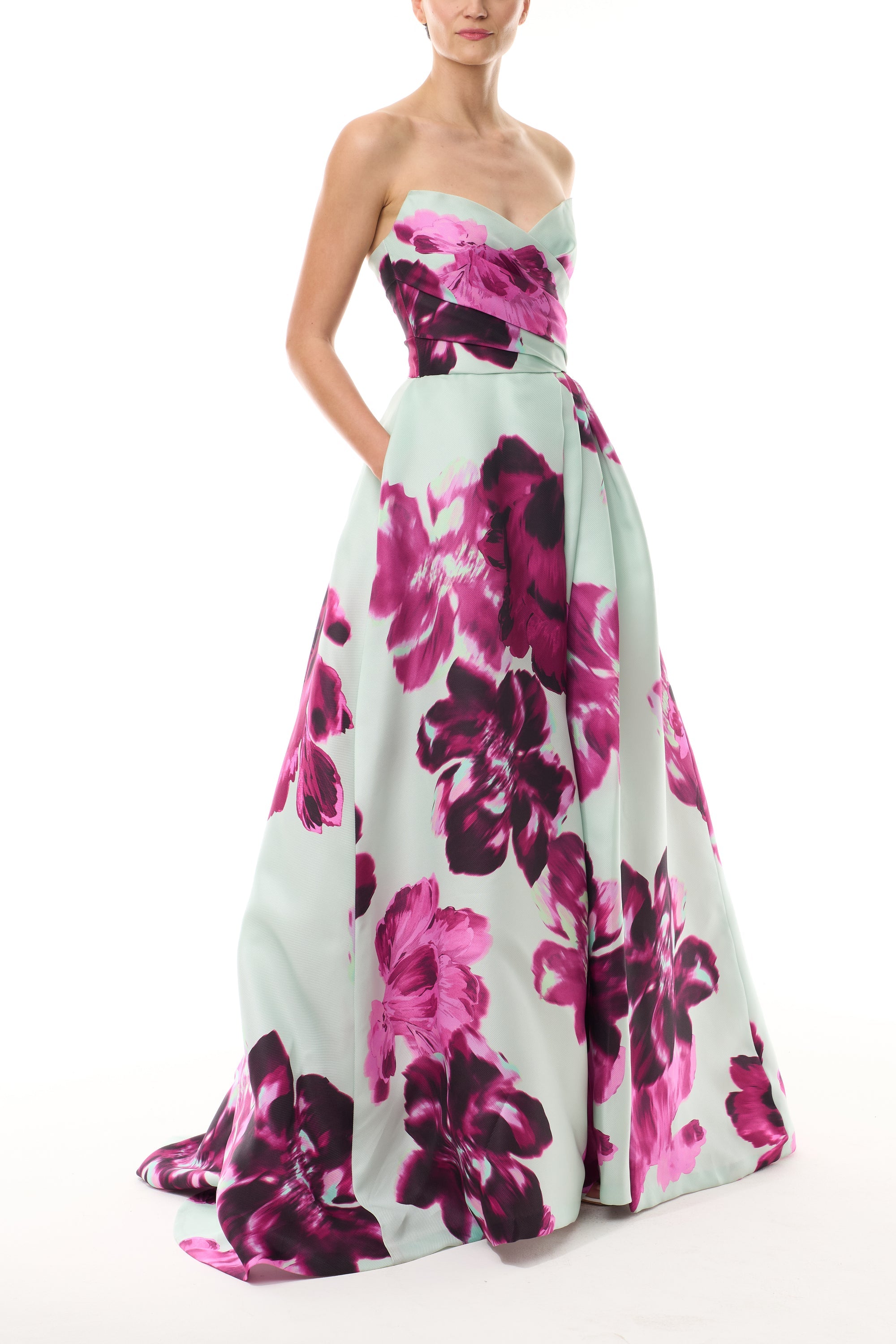 Electric Bloom Strapless Dress