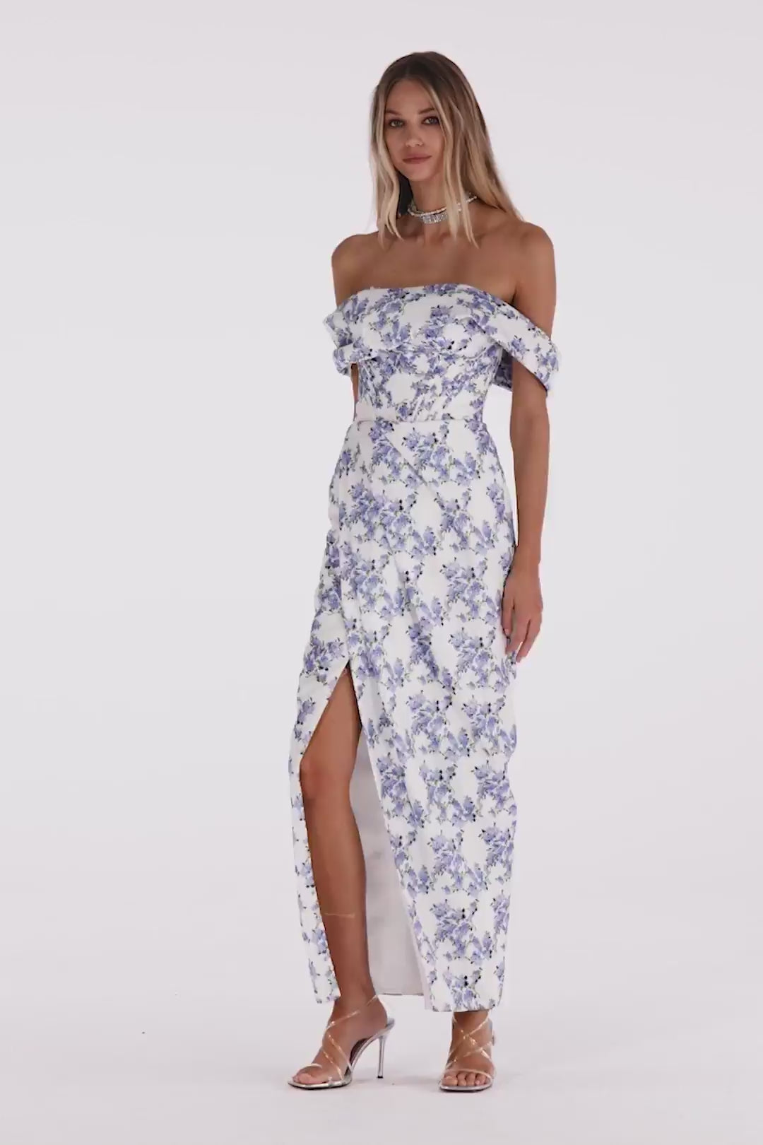 Tender Floral Slit Midi Dress