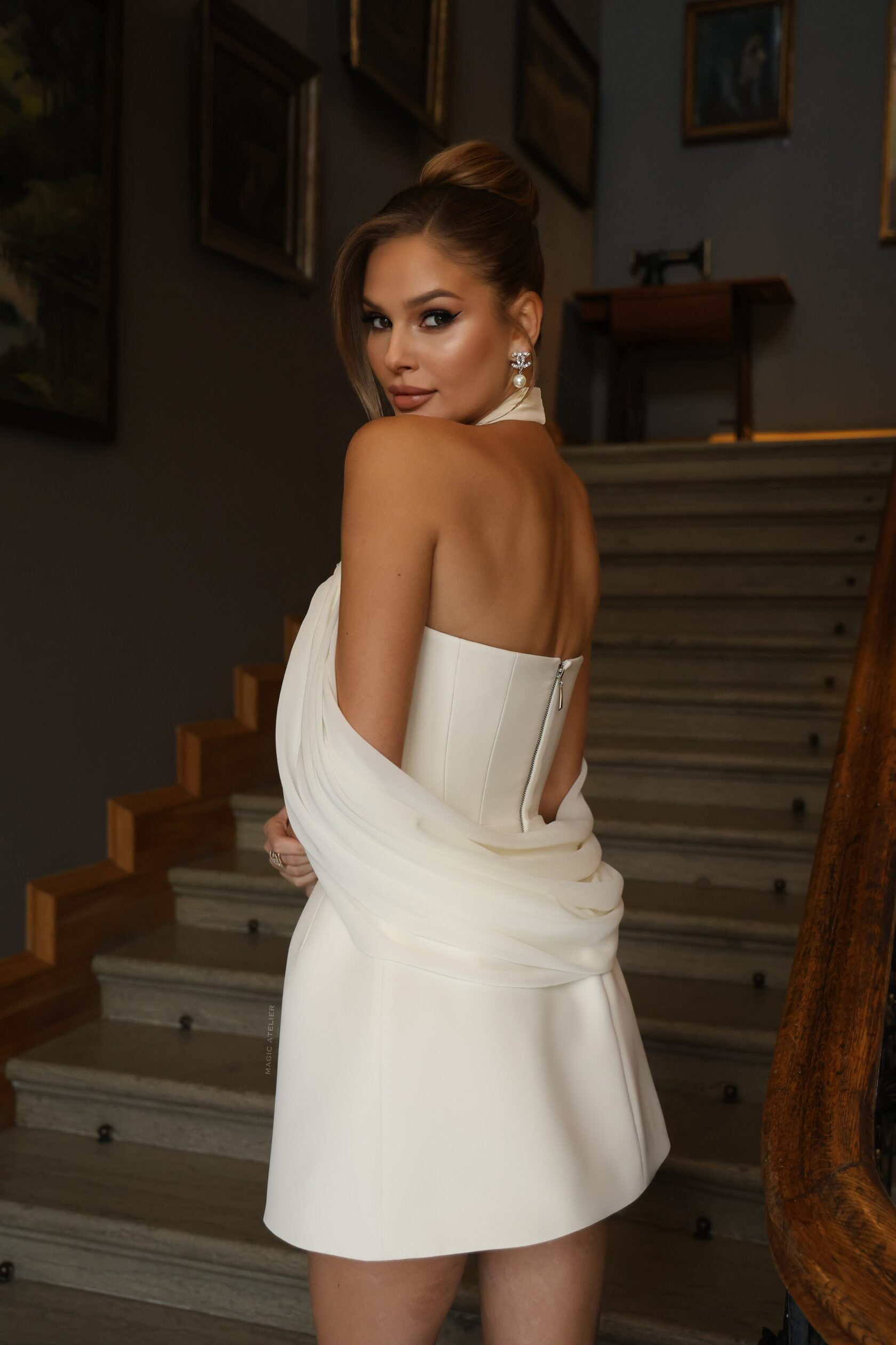 Rosette Drape Dress