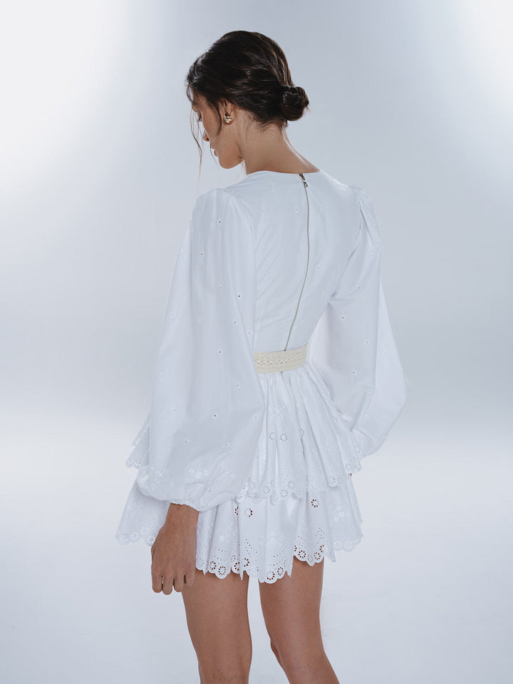 White V-Neck Dress