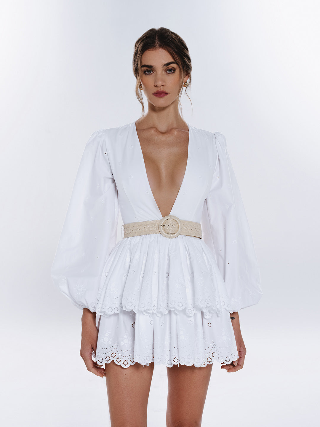 White V-Neck Dress