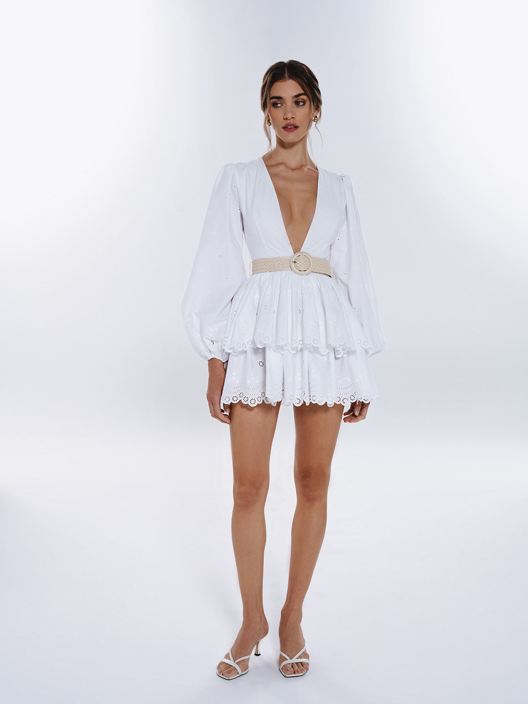 White V-Neck Dress