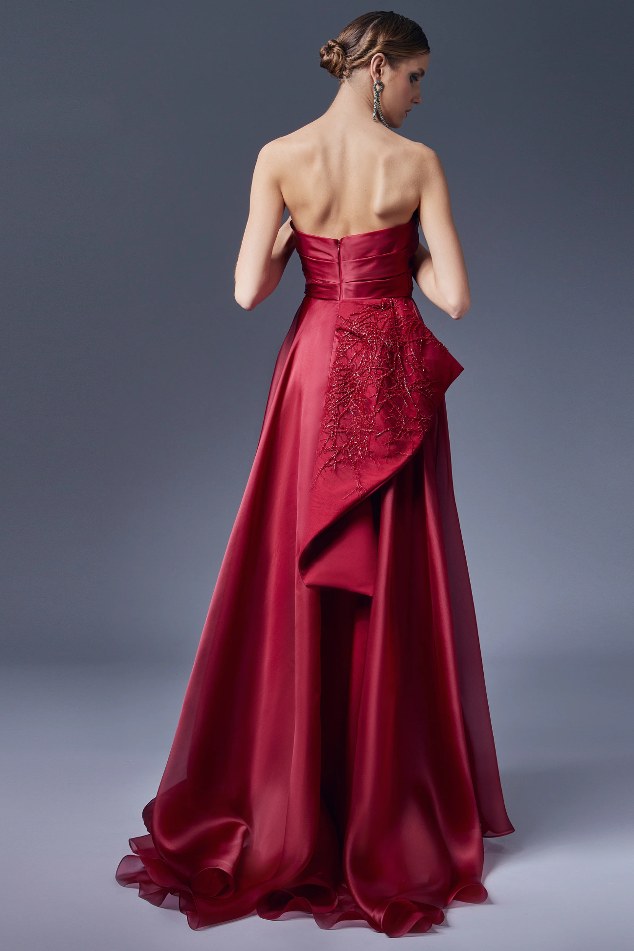 Asymmetric Draped Flared Dress