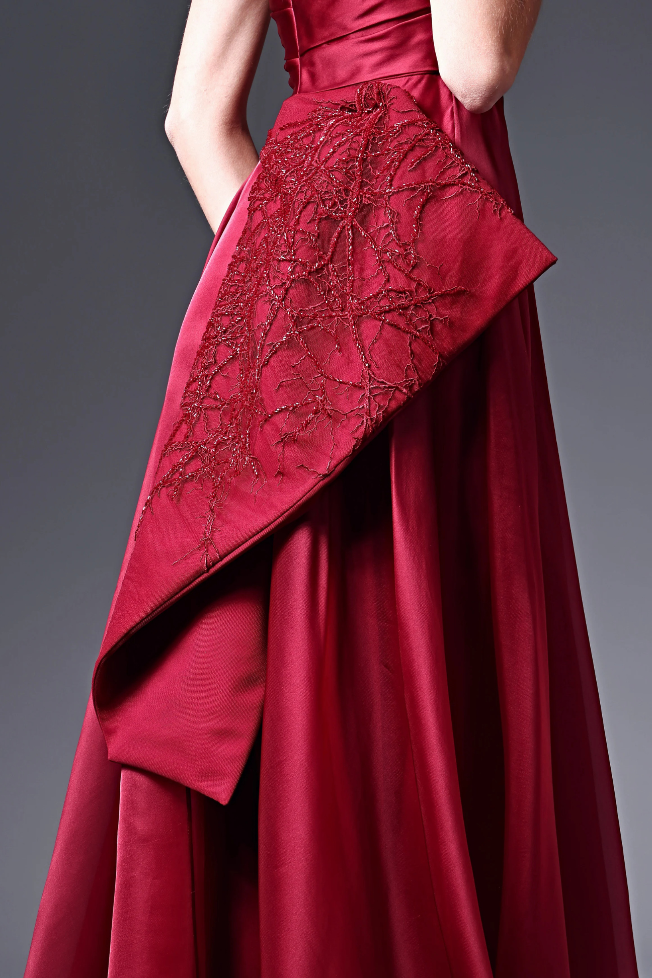 Asymmetric Draped Flared Dress