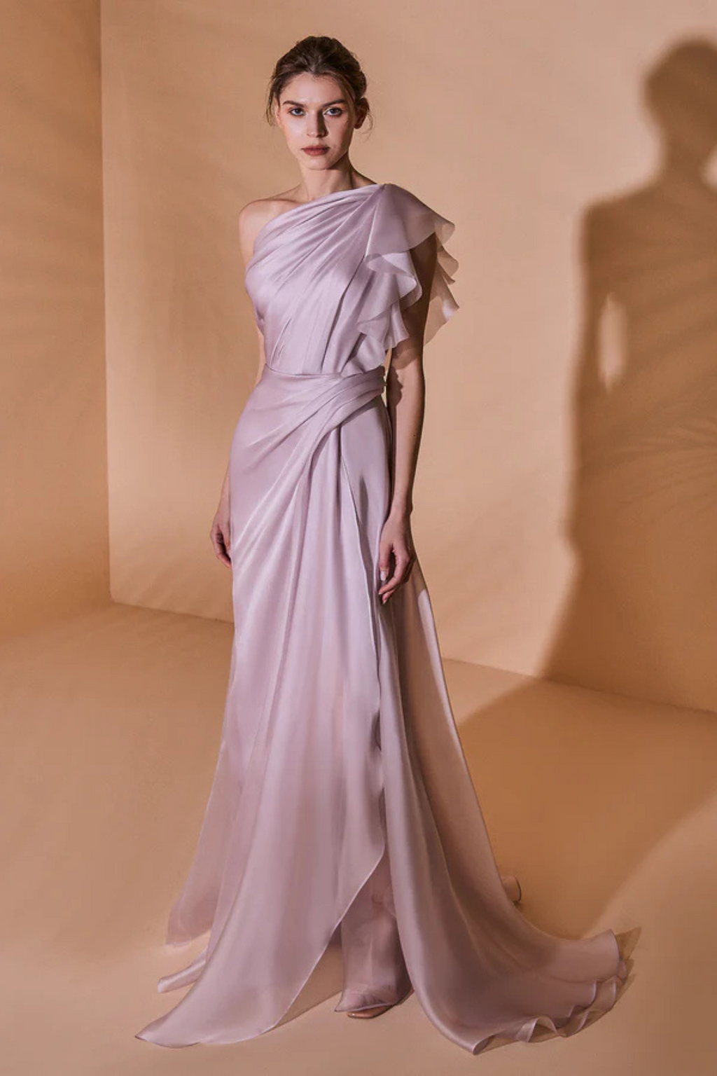 One-Shoulder Ruffled Organza Dress