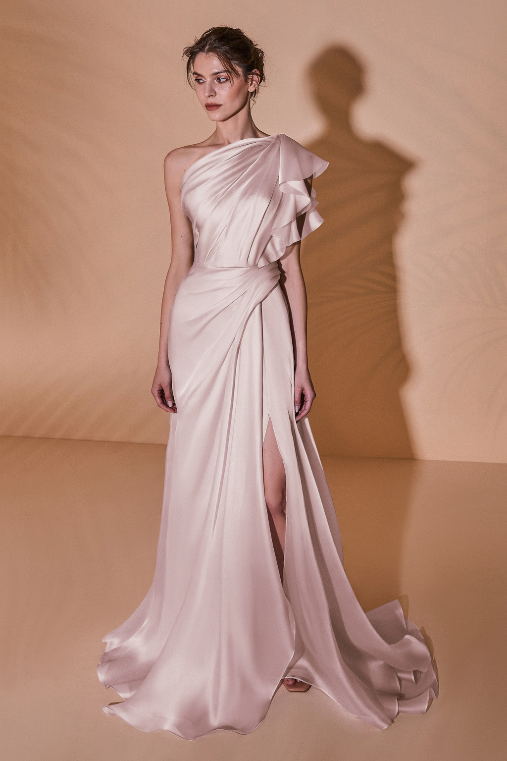 One-Shoulder Ruffled Organza Dress