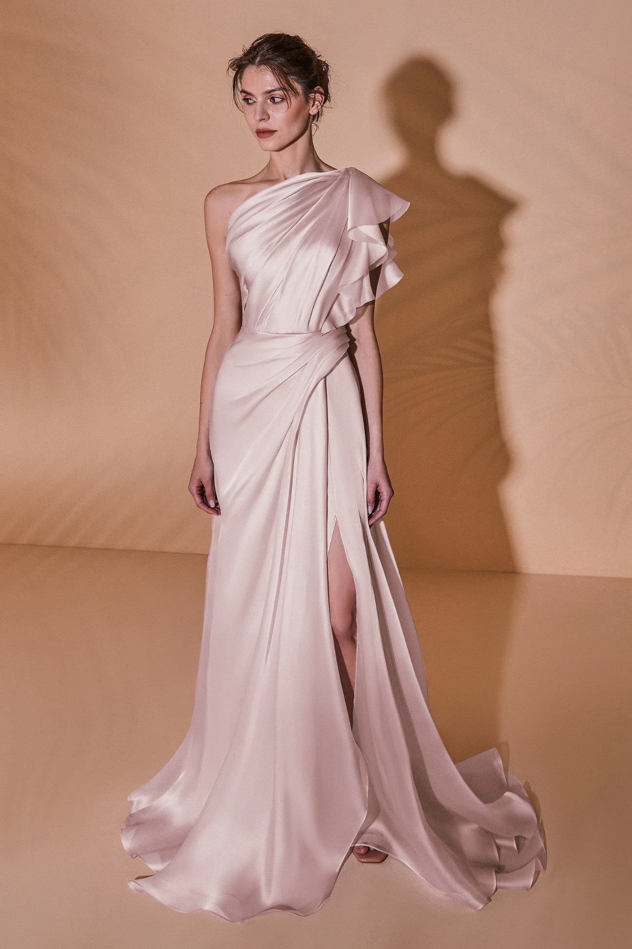 One-Shoulder Ruffled Organza Dress