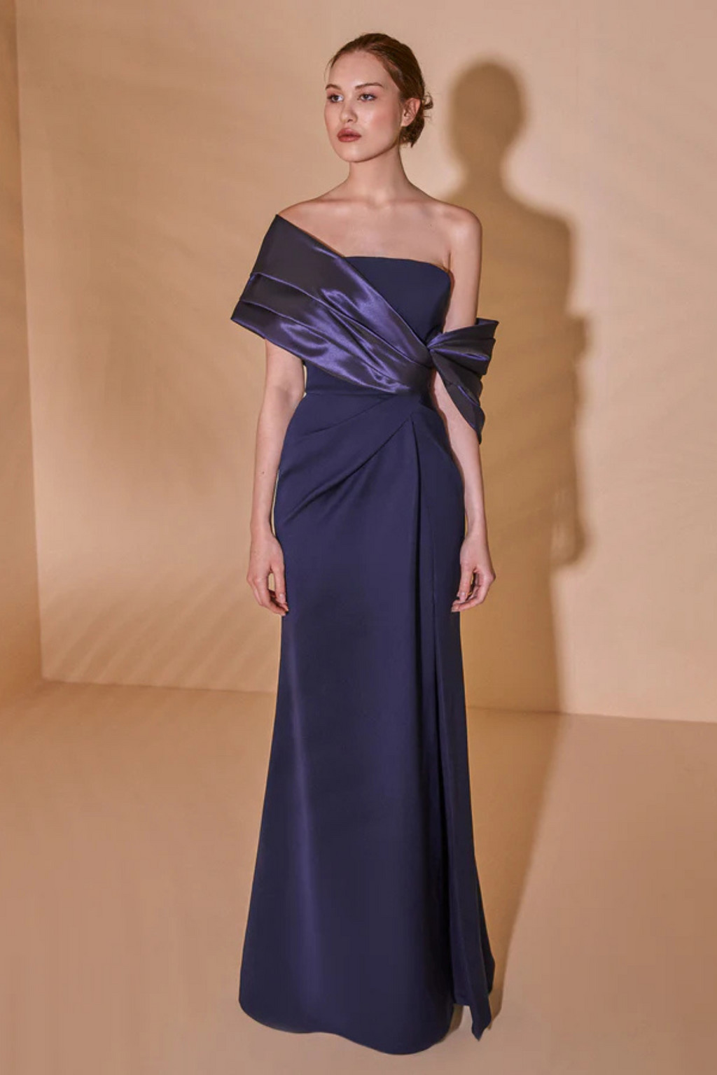 Pleated Off Shoulder Sheath Dress