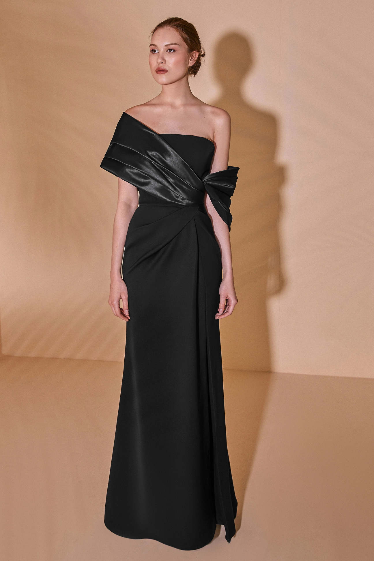 Pleated Off Shoulder Sheath Dress