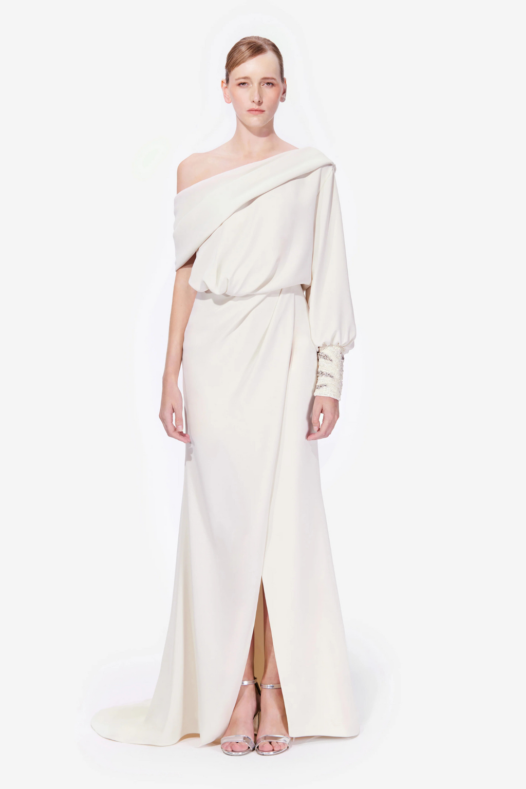 Asymmetric Draped One Sleeve Dress