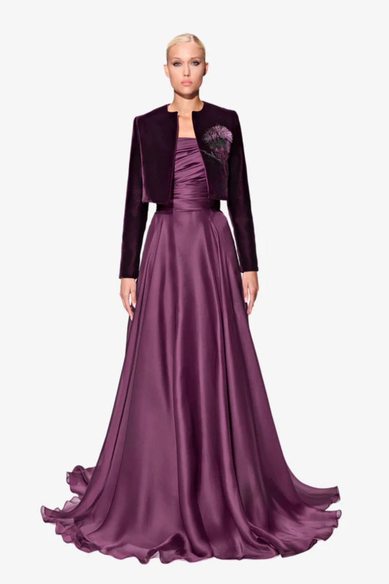 Jacket & Strapless Flared Dress