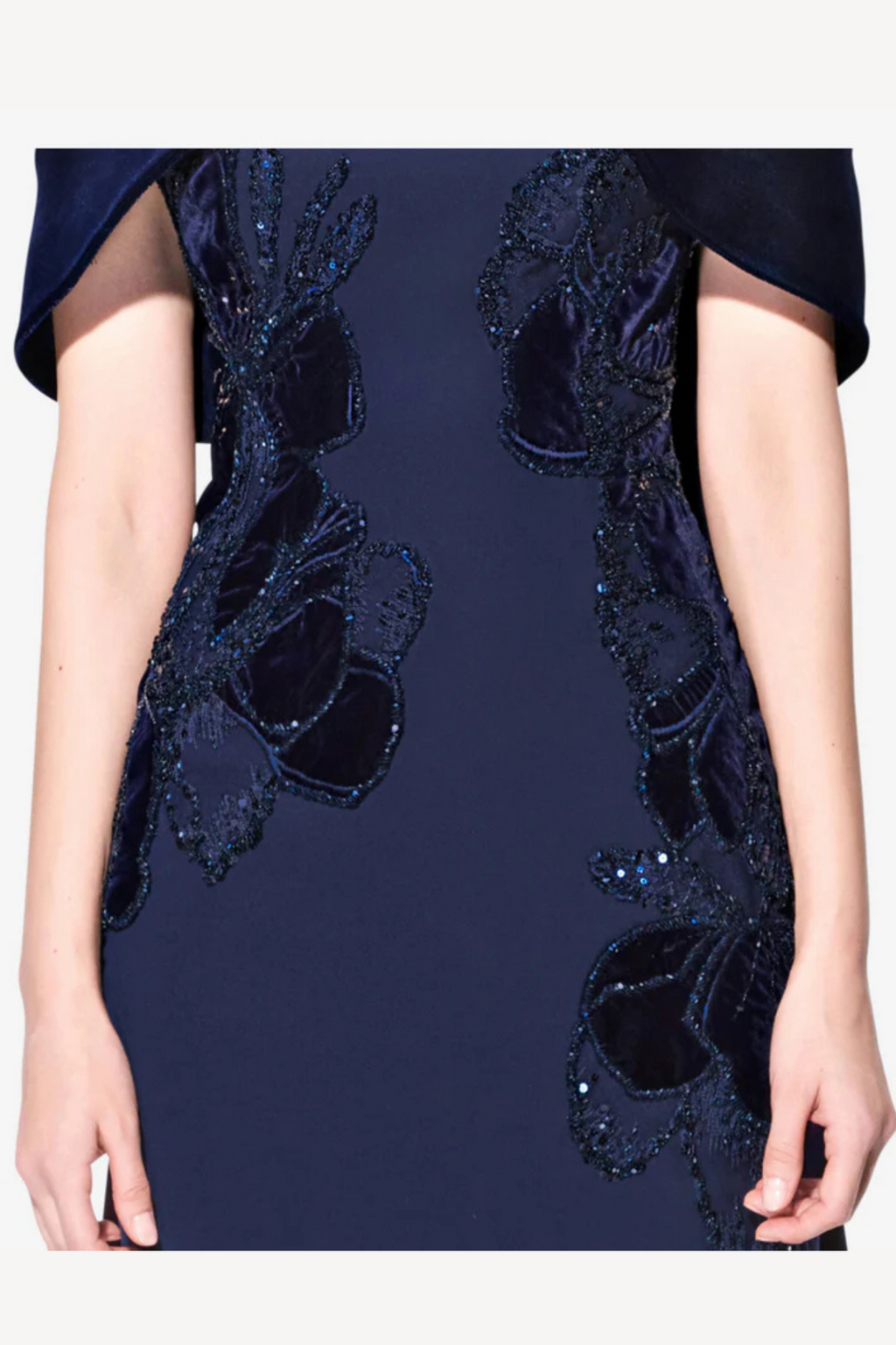 Beaded Flowers Off Shoulder Dress