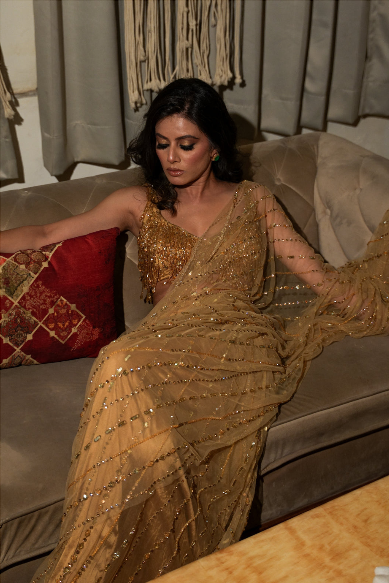 Golden Embellished Elegance Saree Set