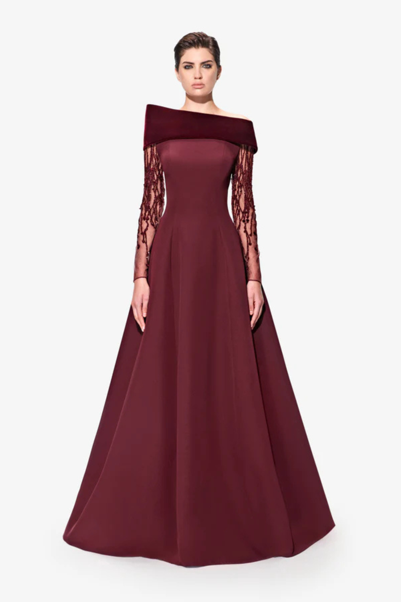 Asymmetric Velvet Collar Dress