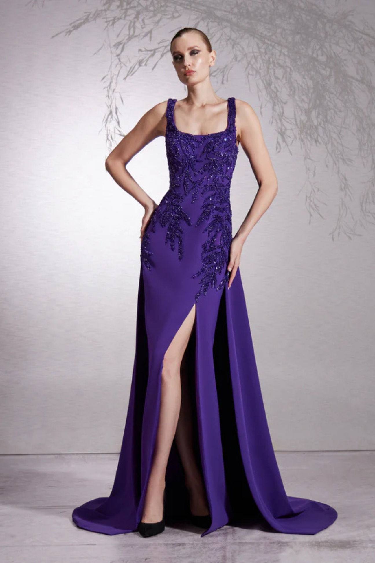 Beaded Leaves Overskirt Dress