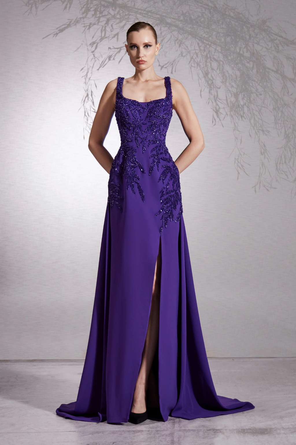 Beaded Leaves Overskirt Dress