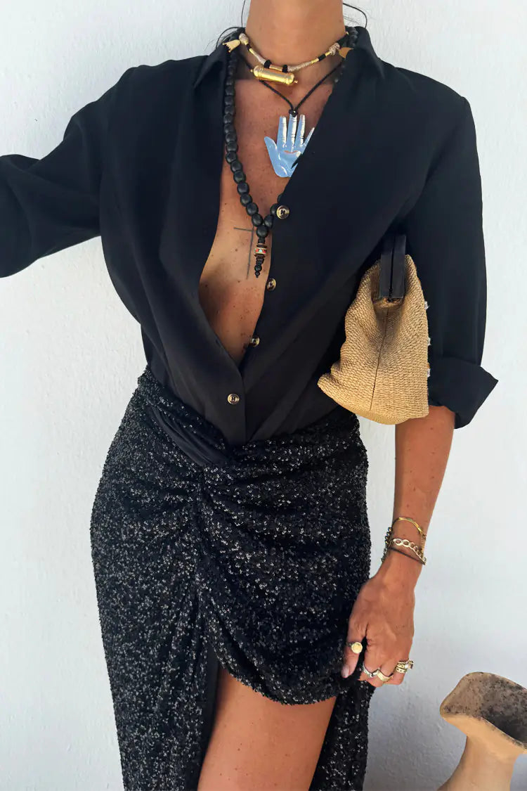 Ice Blue Sequin Wrap Jaspre Skirt
