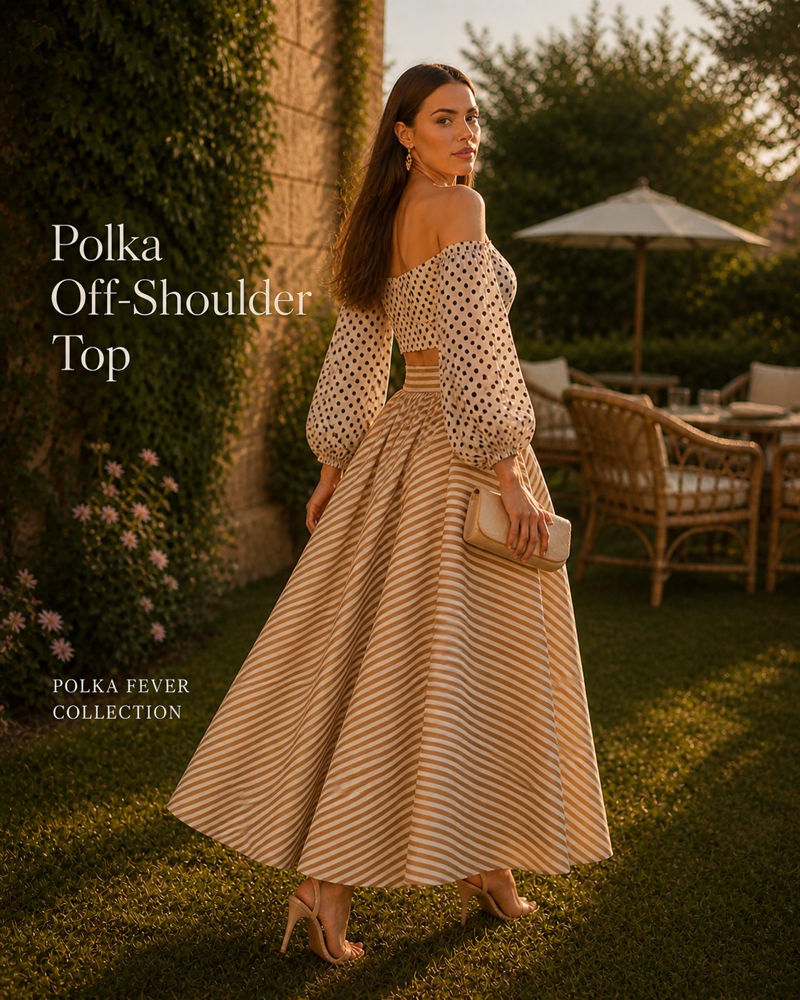 Polka Off Shoulder Top