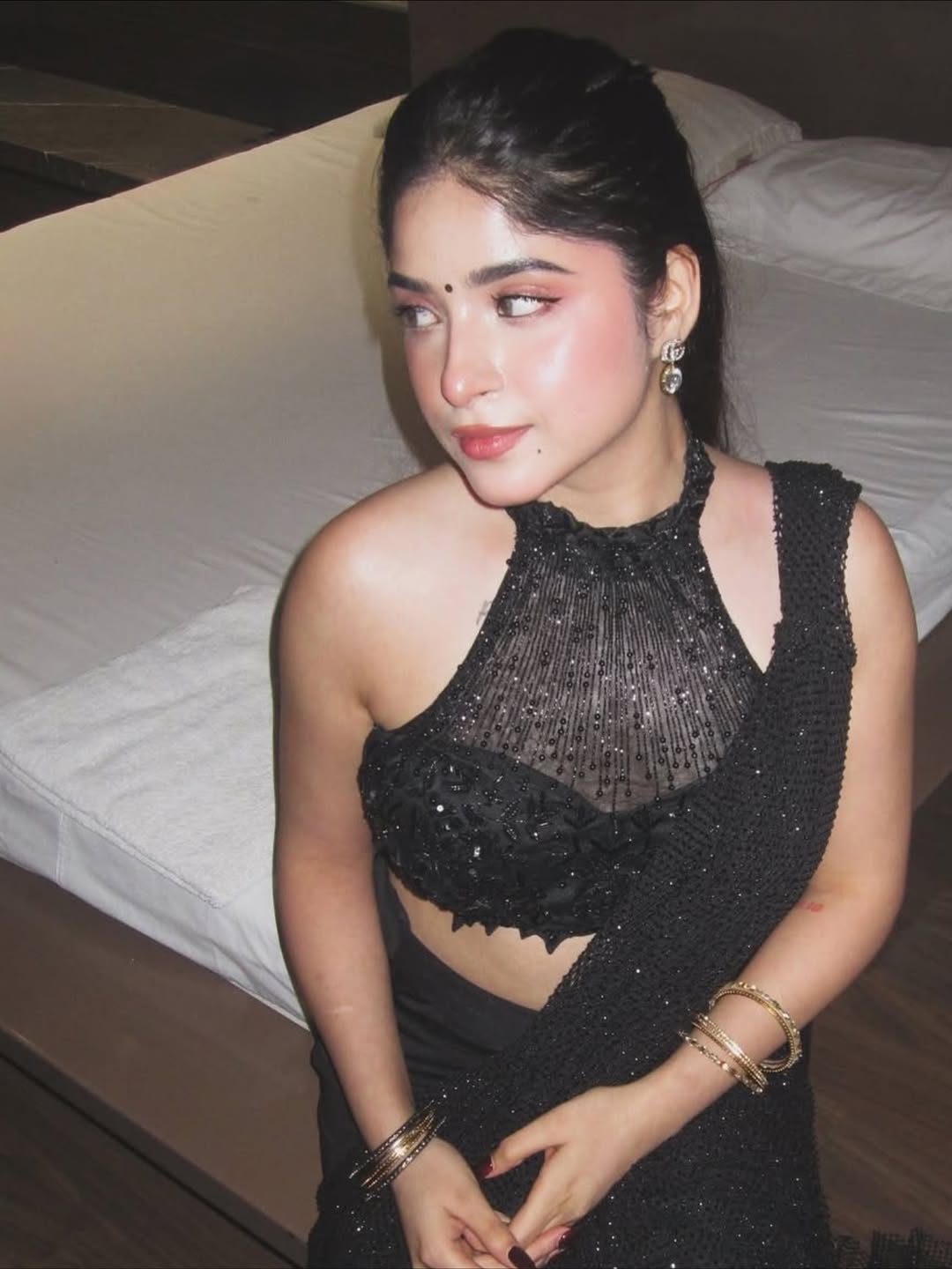 Noir Allure Halter Saree Set