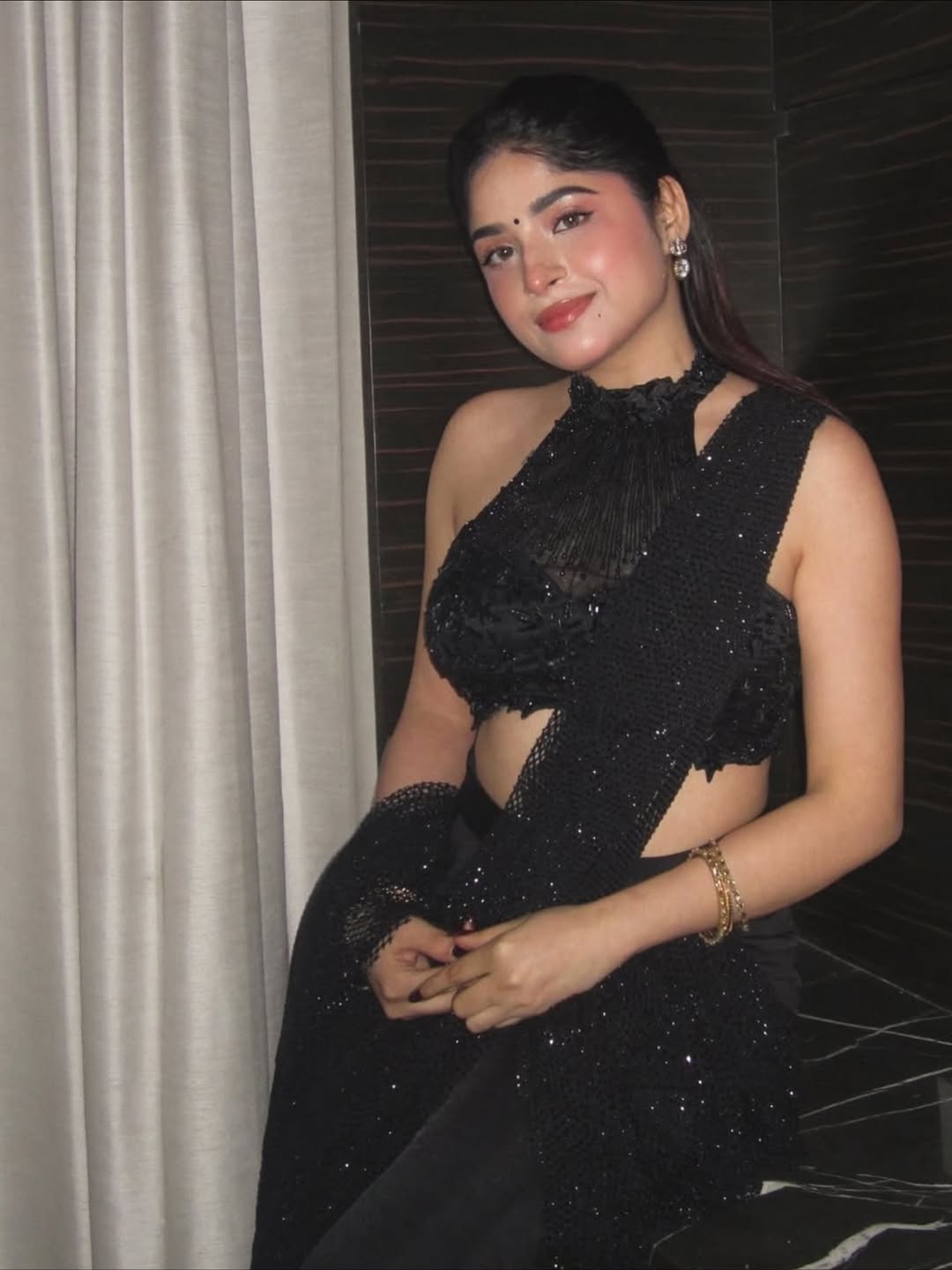 Noir Allure Halter Saree Set