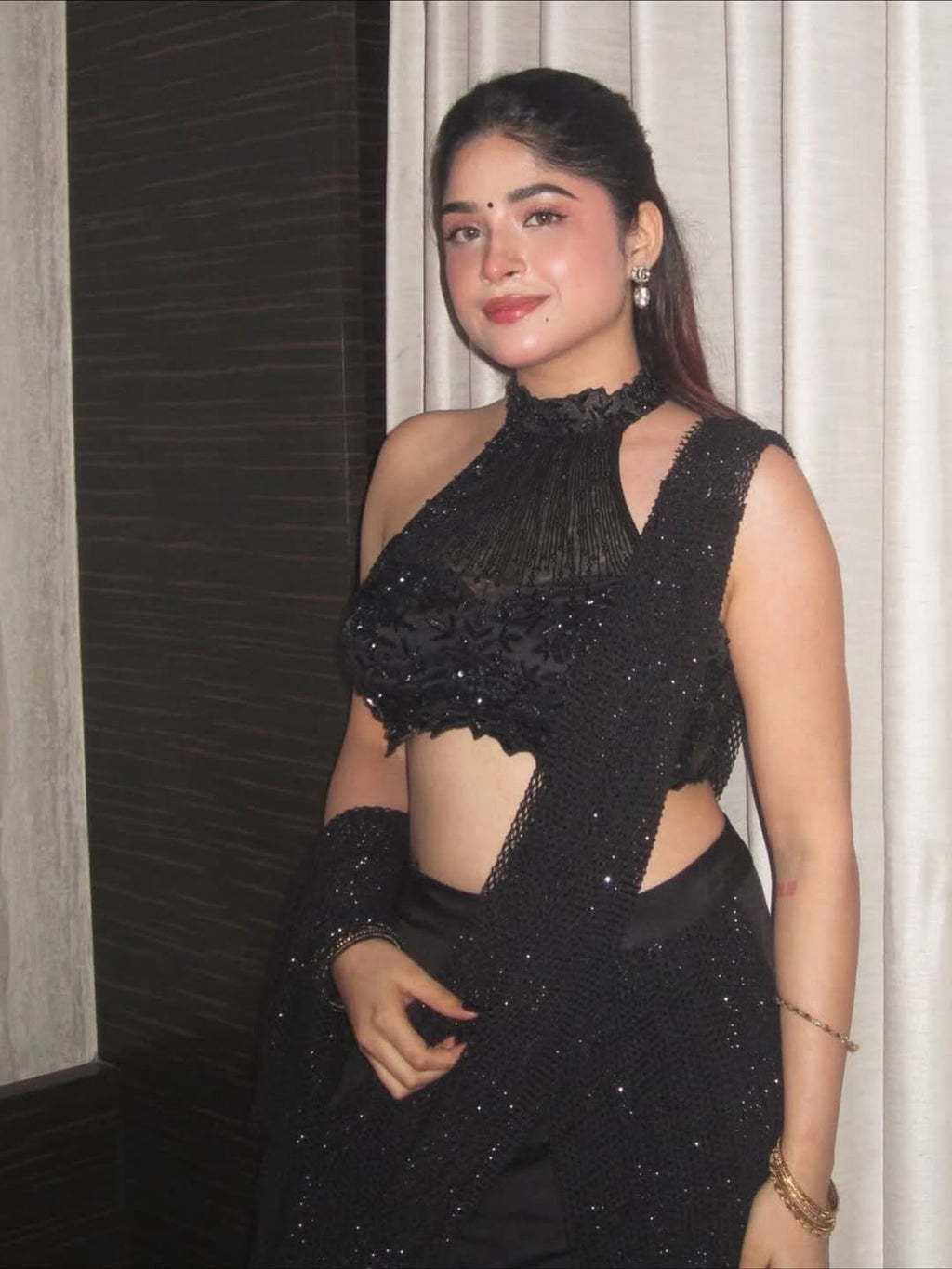 Noir Allure Halter Saree Set