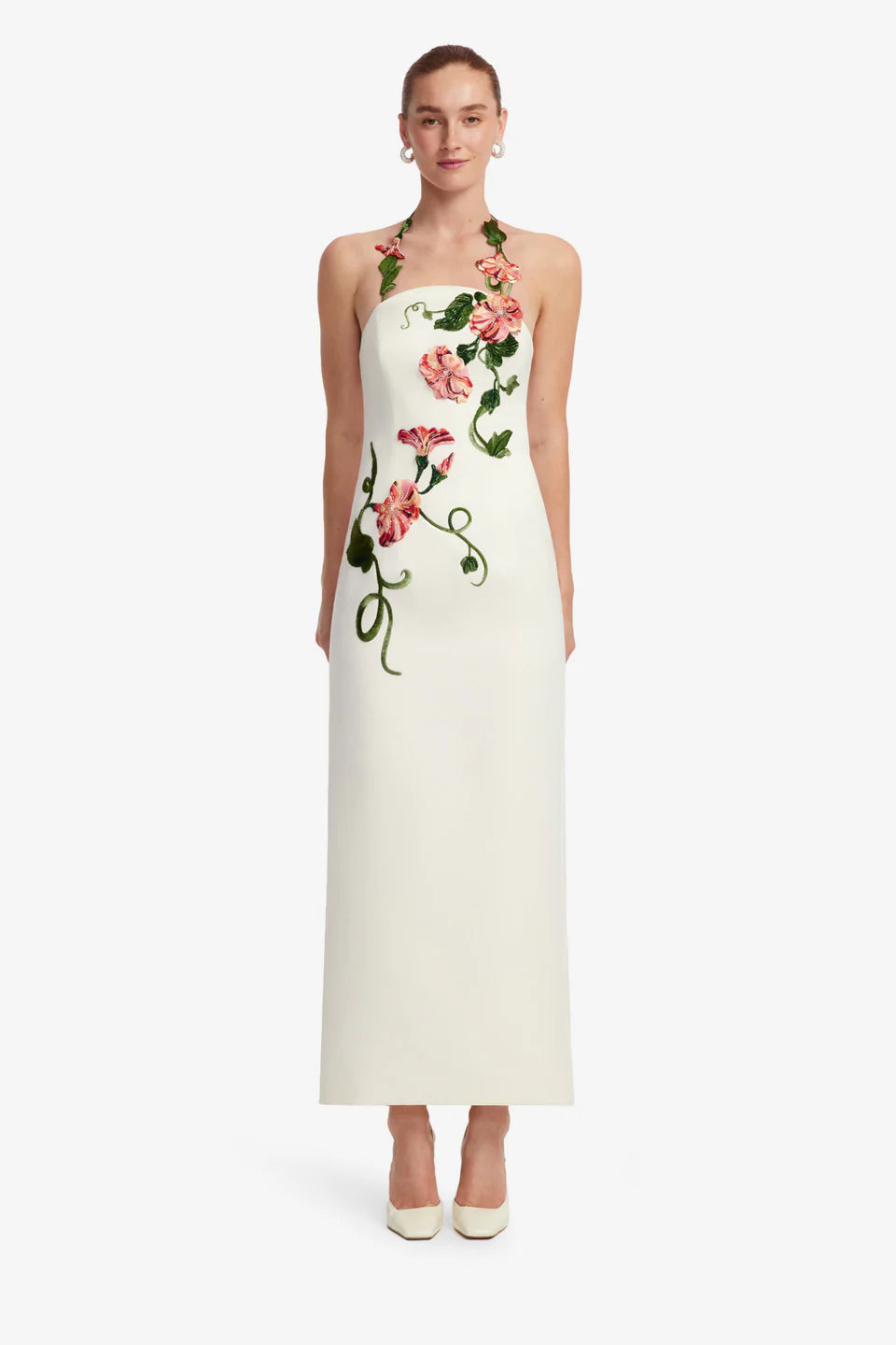 Applique Floral Bustier Maxi Dress