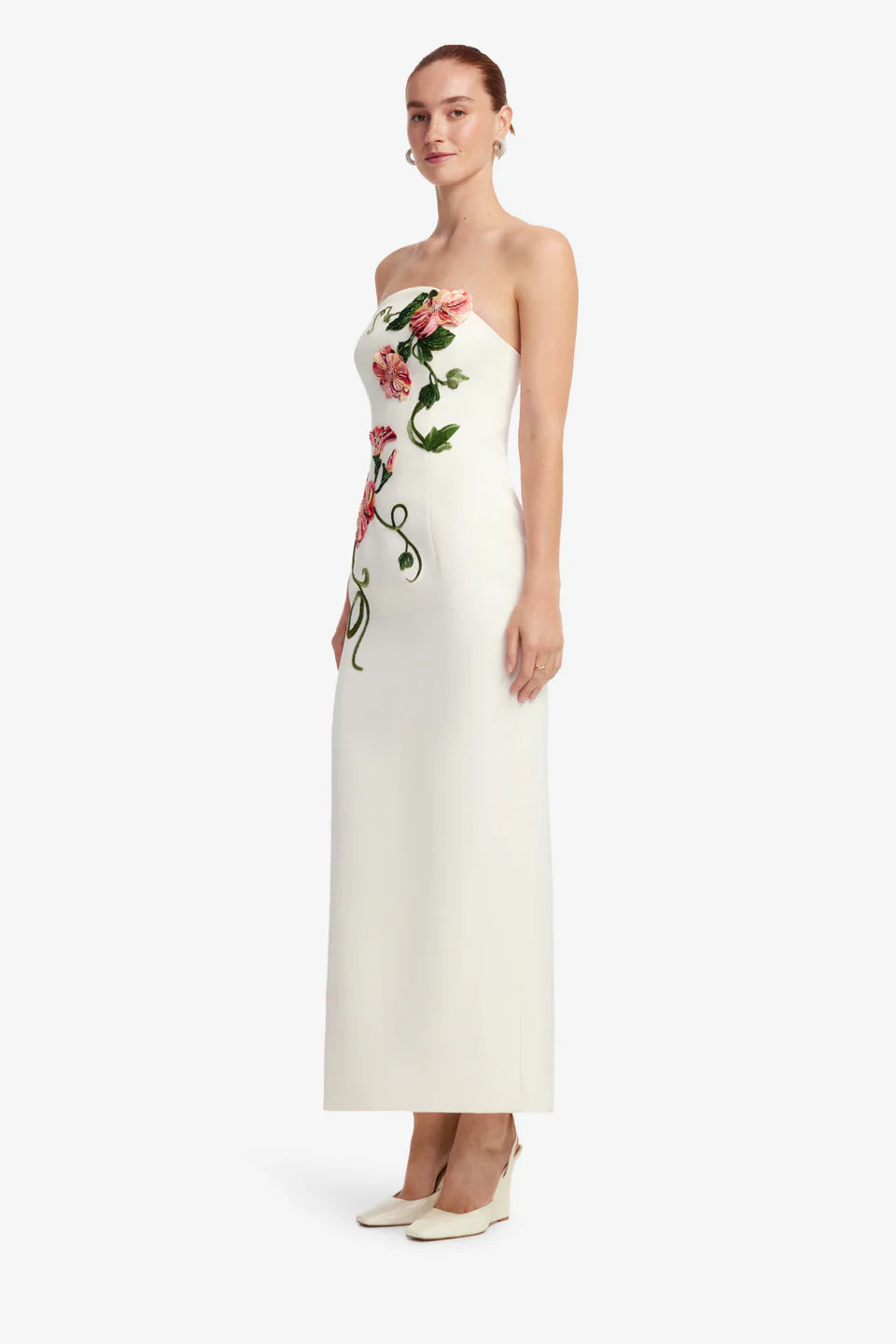 Applique Floral Bustier Maxi Dress