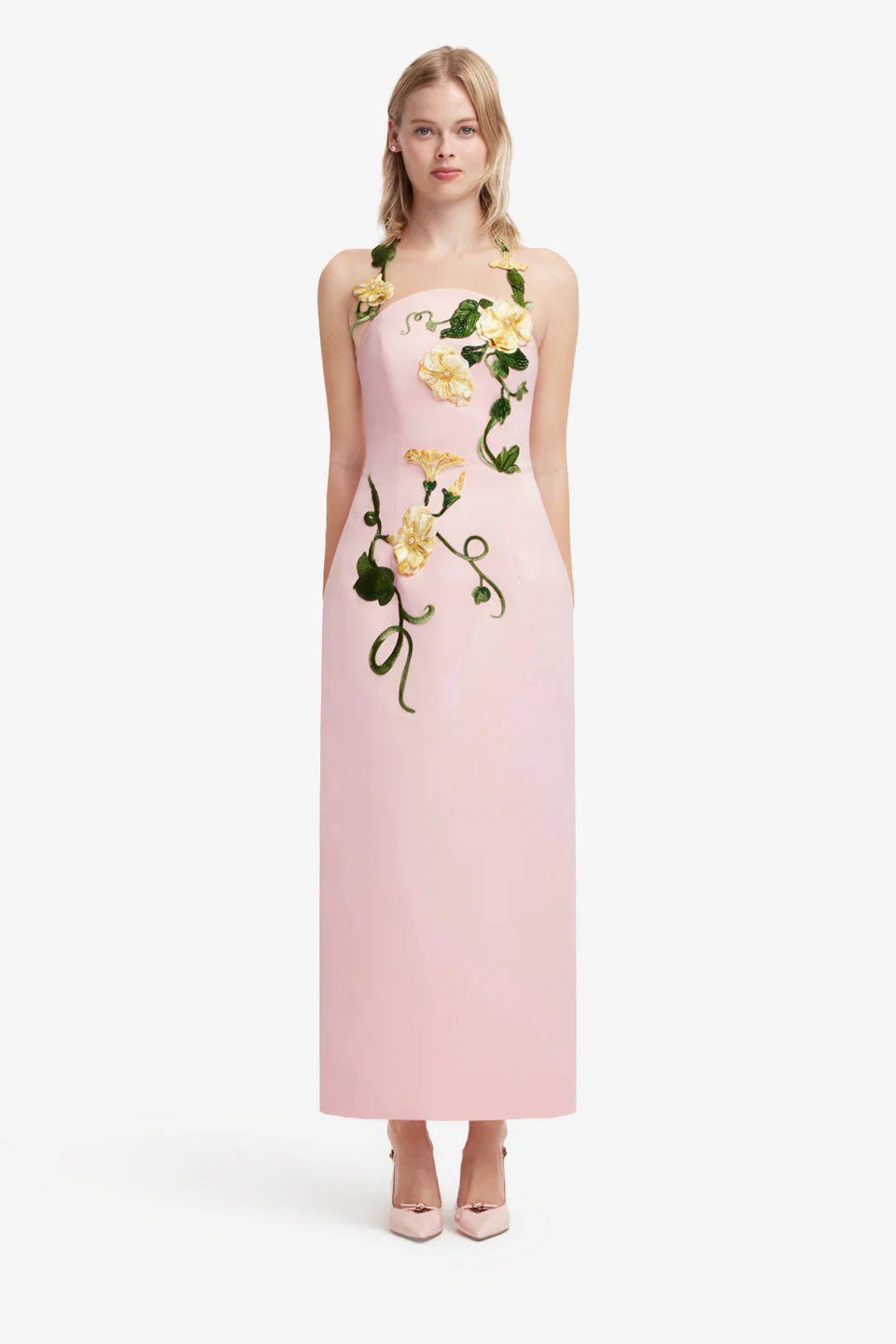 Applique Floral Bustier Maxi Dress