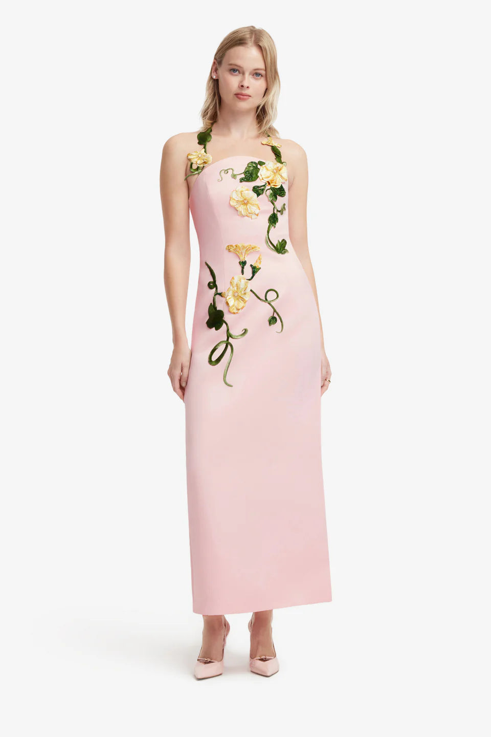 Applique Floral Bustier Maxi Dress