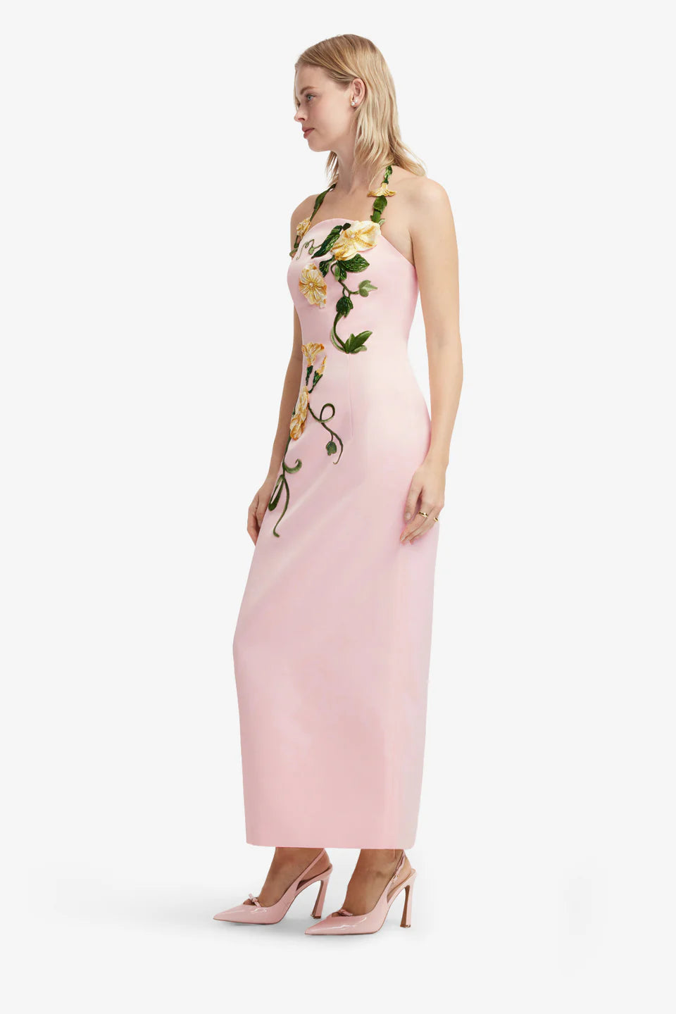 Applique Floral Bustier Maxi Dress