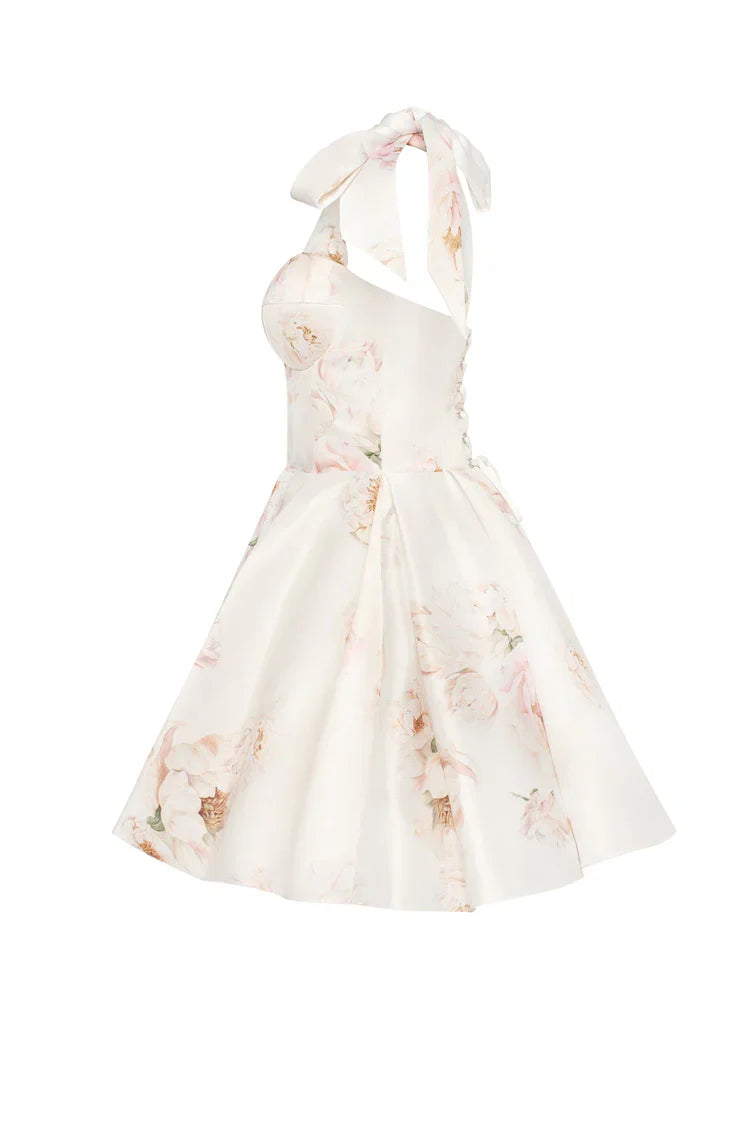 Peony Tie-Strap Mini Dress