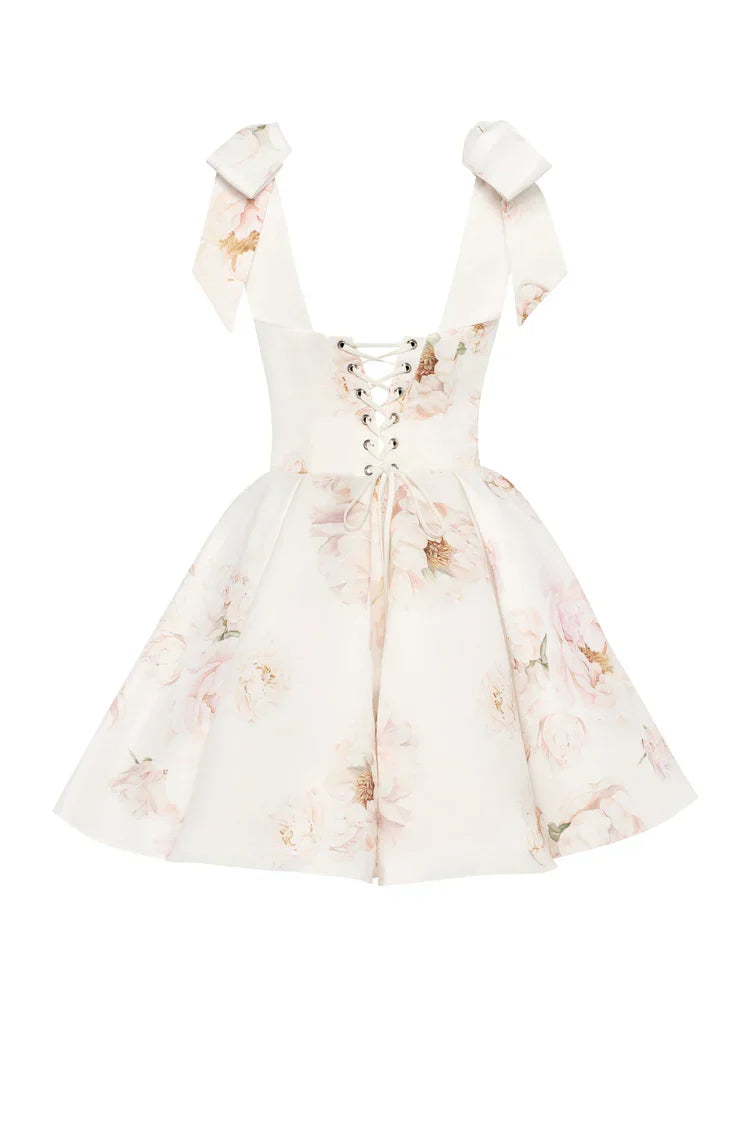 Peony Tie-Strap Mini Dress