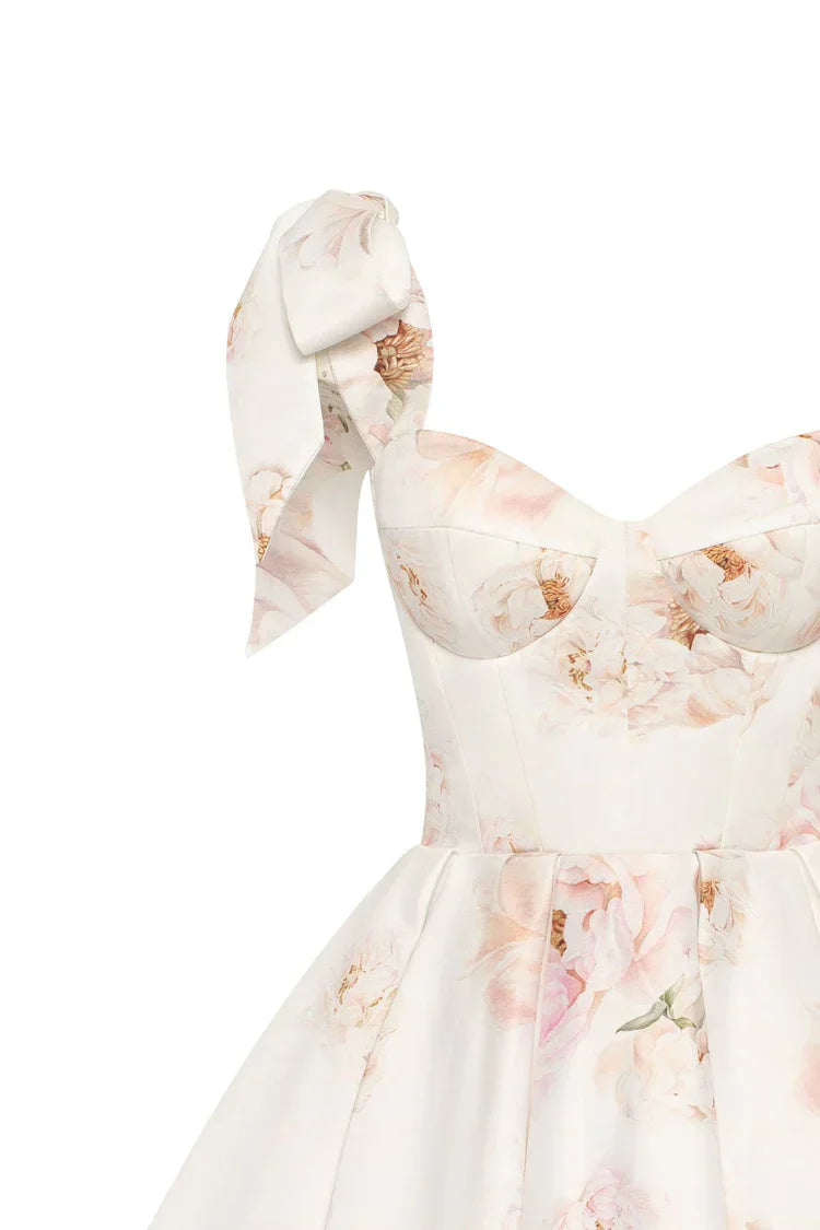 Peony Tie-Strap Mini Dress