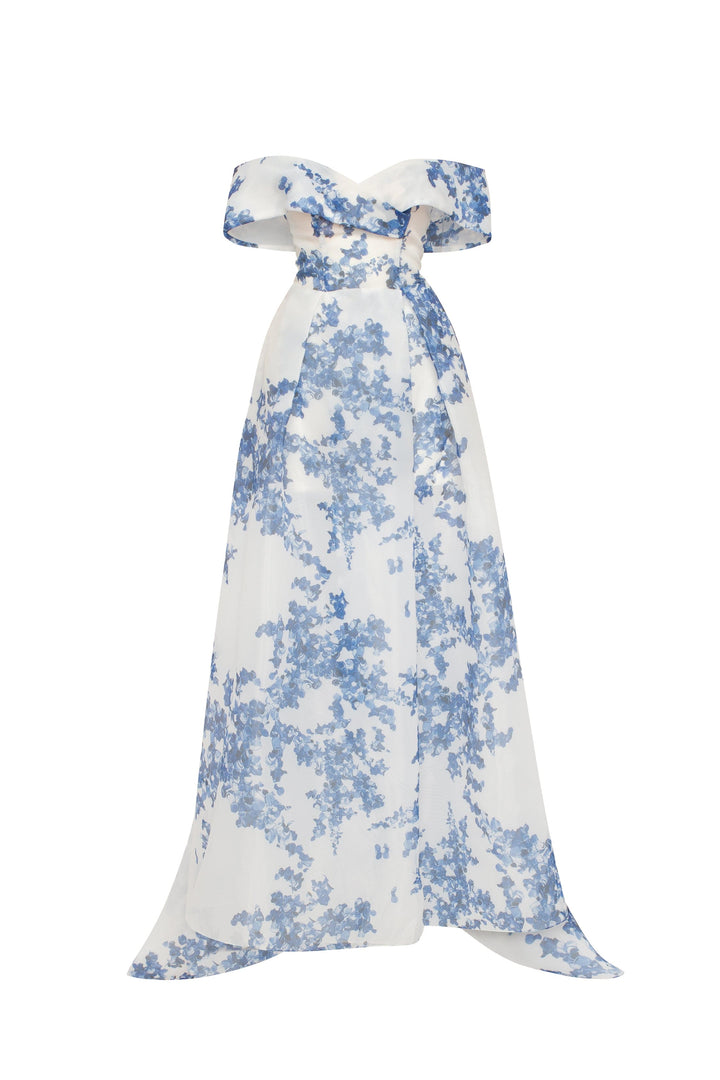 Hydrangea Off-Shoulder Maxi Dress