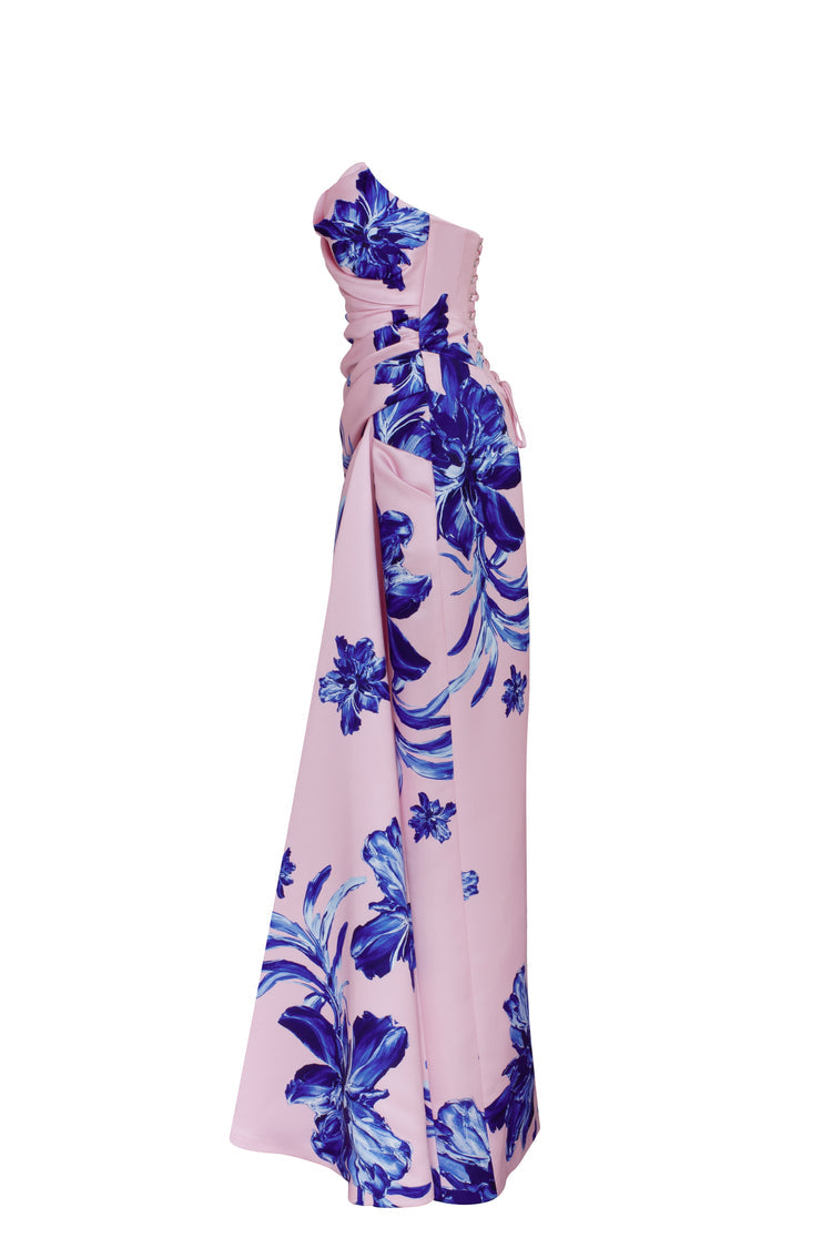Summer Soirée Strapless Pink Maxi Dress