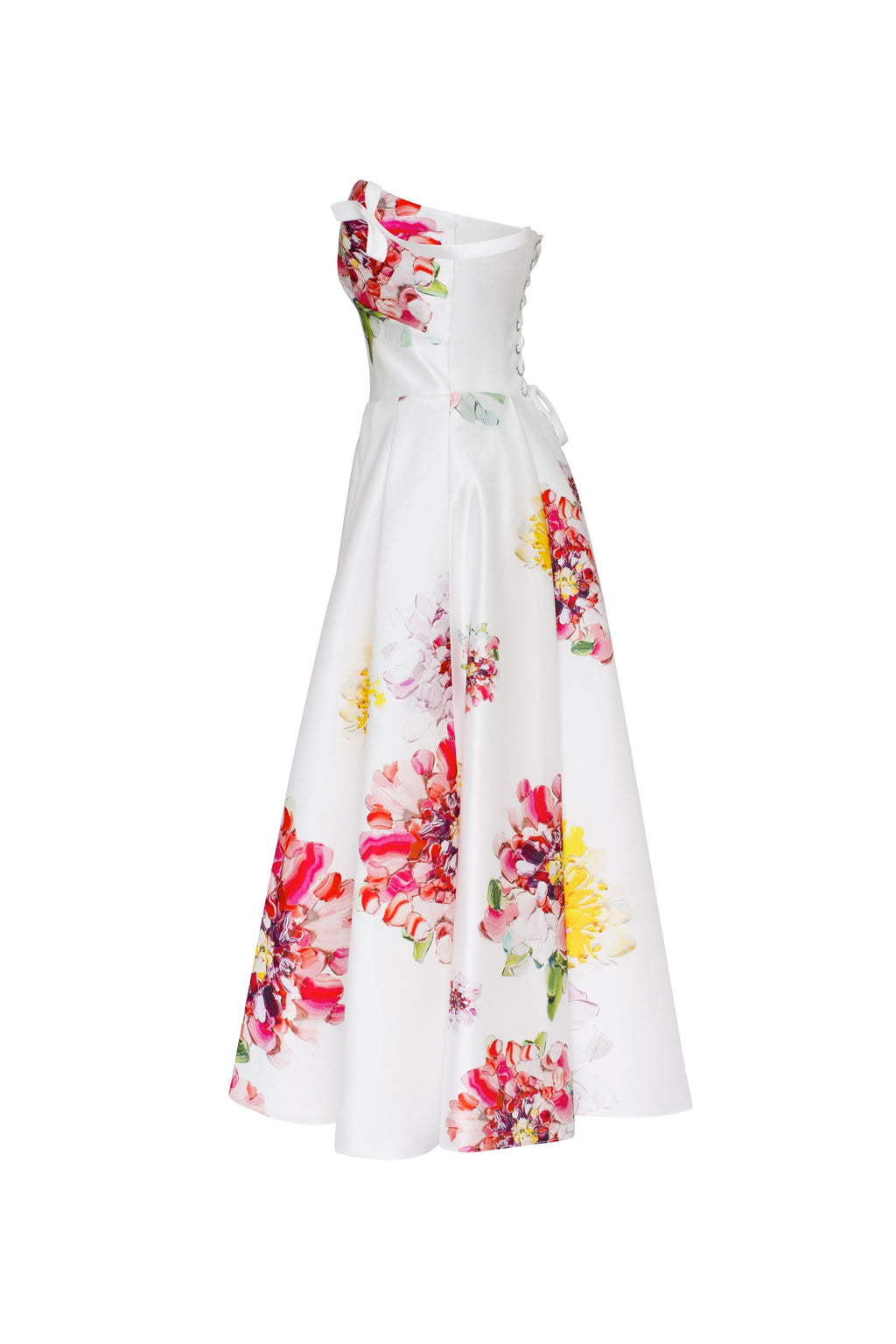 Blushing Blossom Tea-Length Ivory Floral Dress