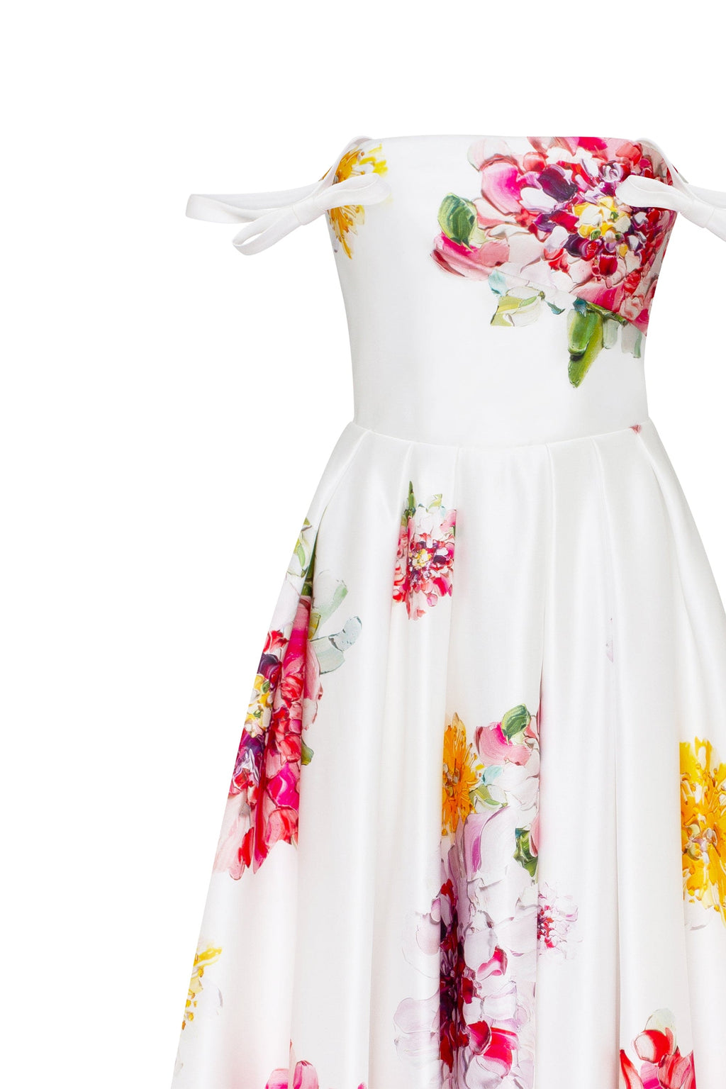 Blushing Blossom Tea-Length Ivory Floral Dress