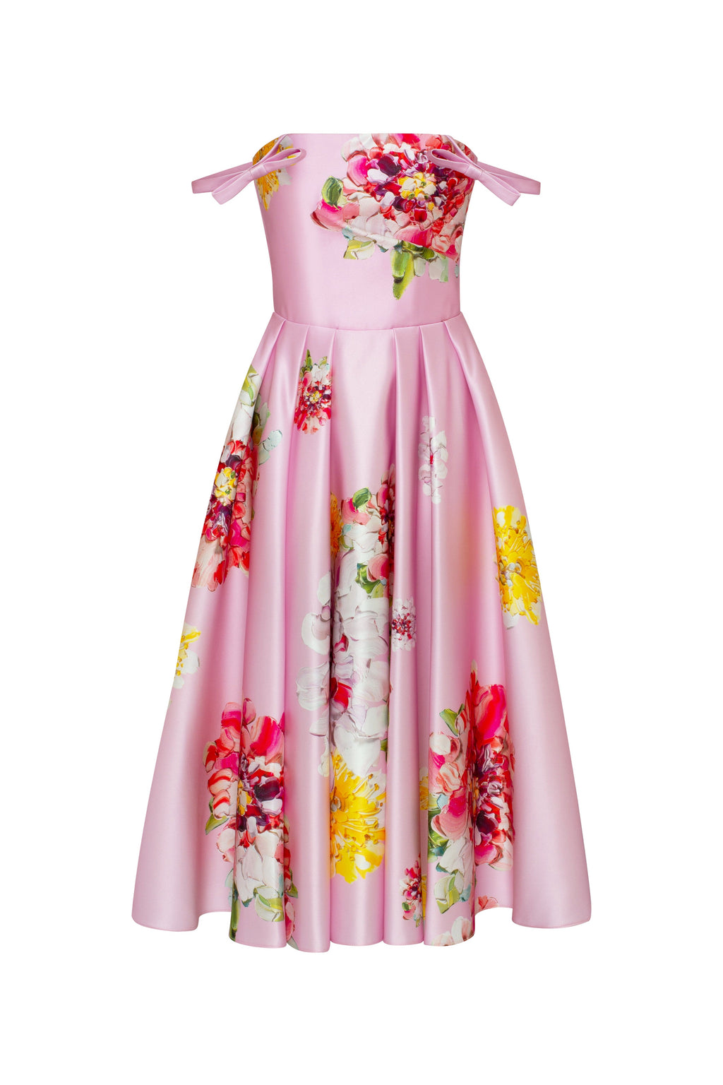 Blushing Blossom Tea-Length Pink Floral Dress