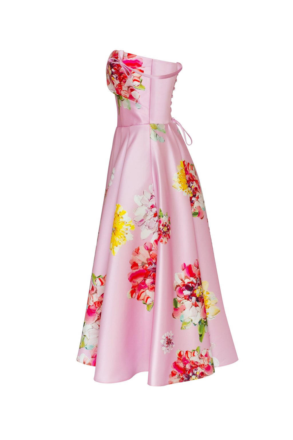 Blushing Blossom Tea-Length Pink Floral Dress