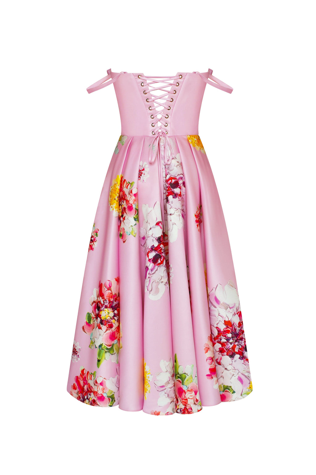 Blushing Blossom Tea-Length Pink Floral Dress