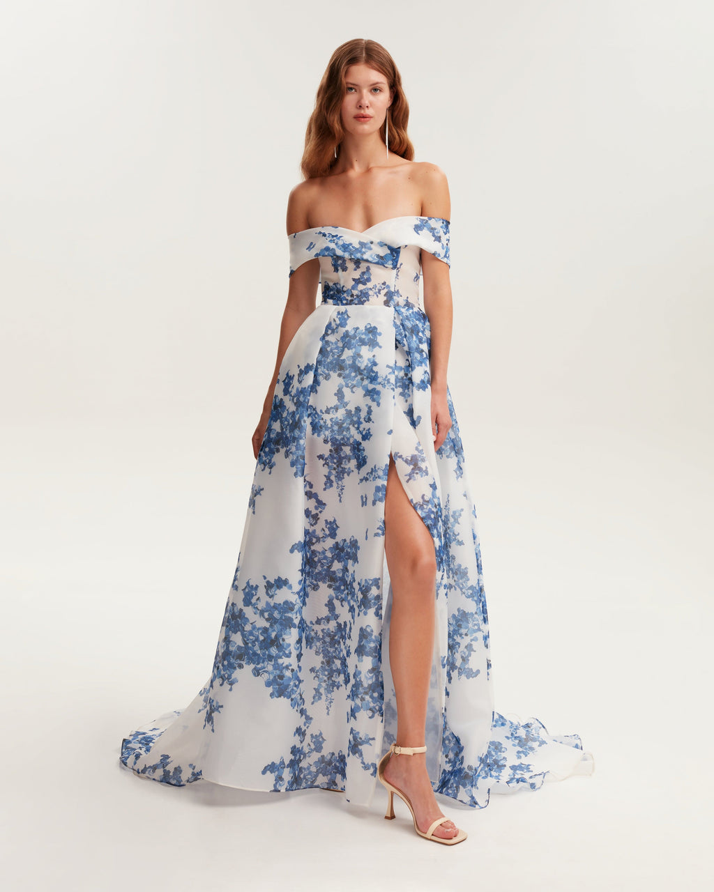Hydrangea Off-Shoulder Maxi Dress