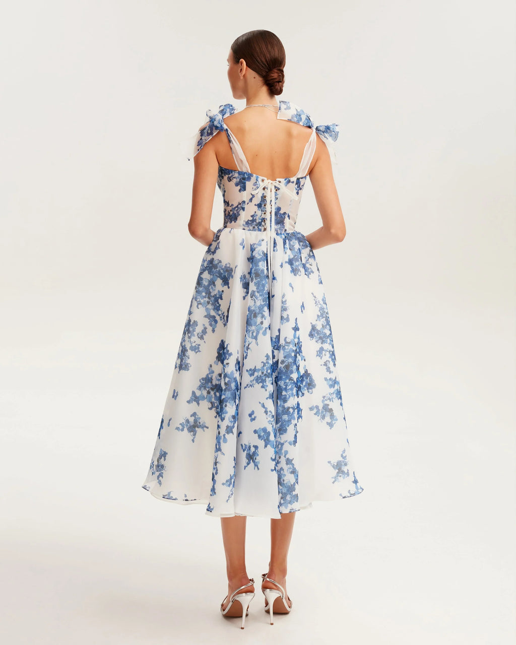 Hydrangea Tie-Strap Midi Dress