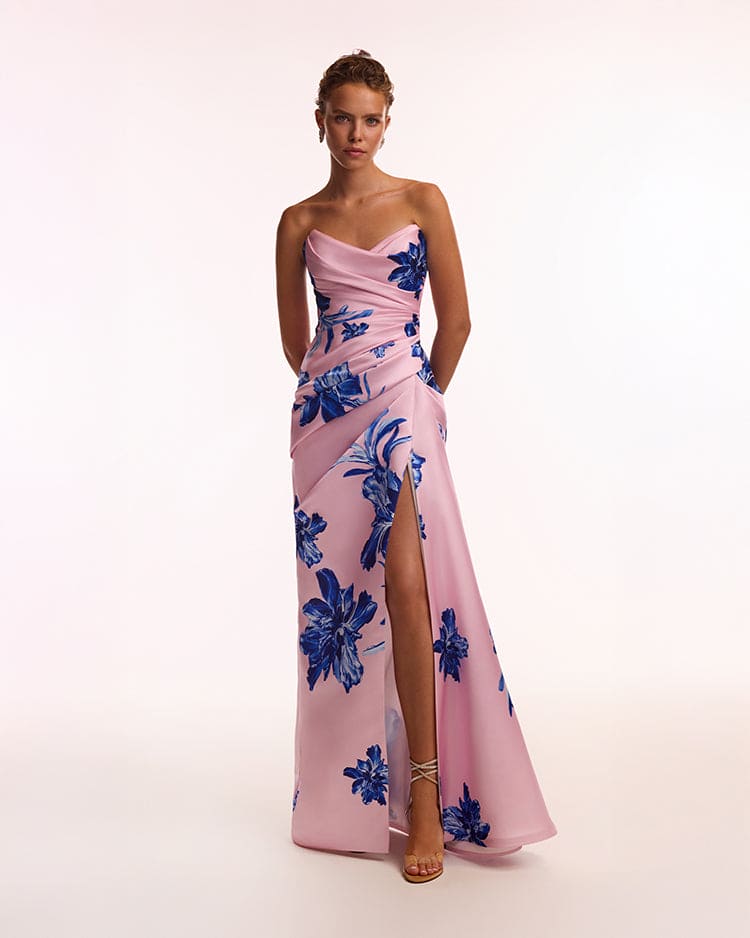 Summer Soirée Strapless Pink Maxi Dress