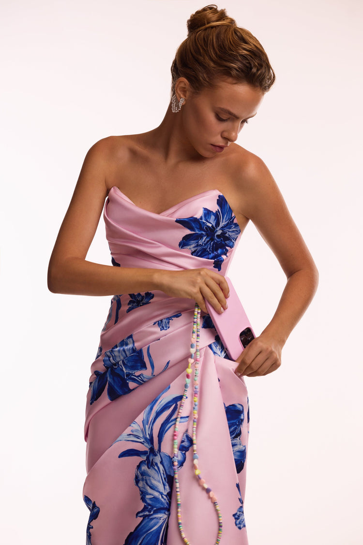 Summer Soirée Strapless Pink Maxi Dress