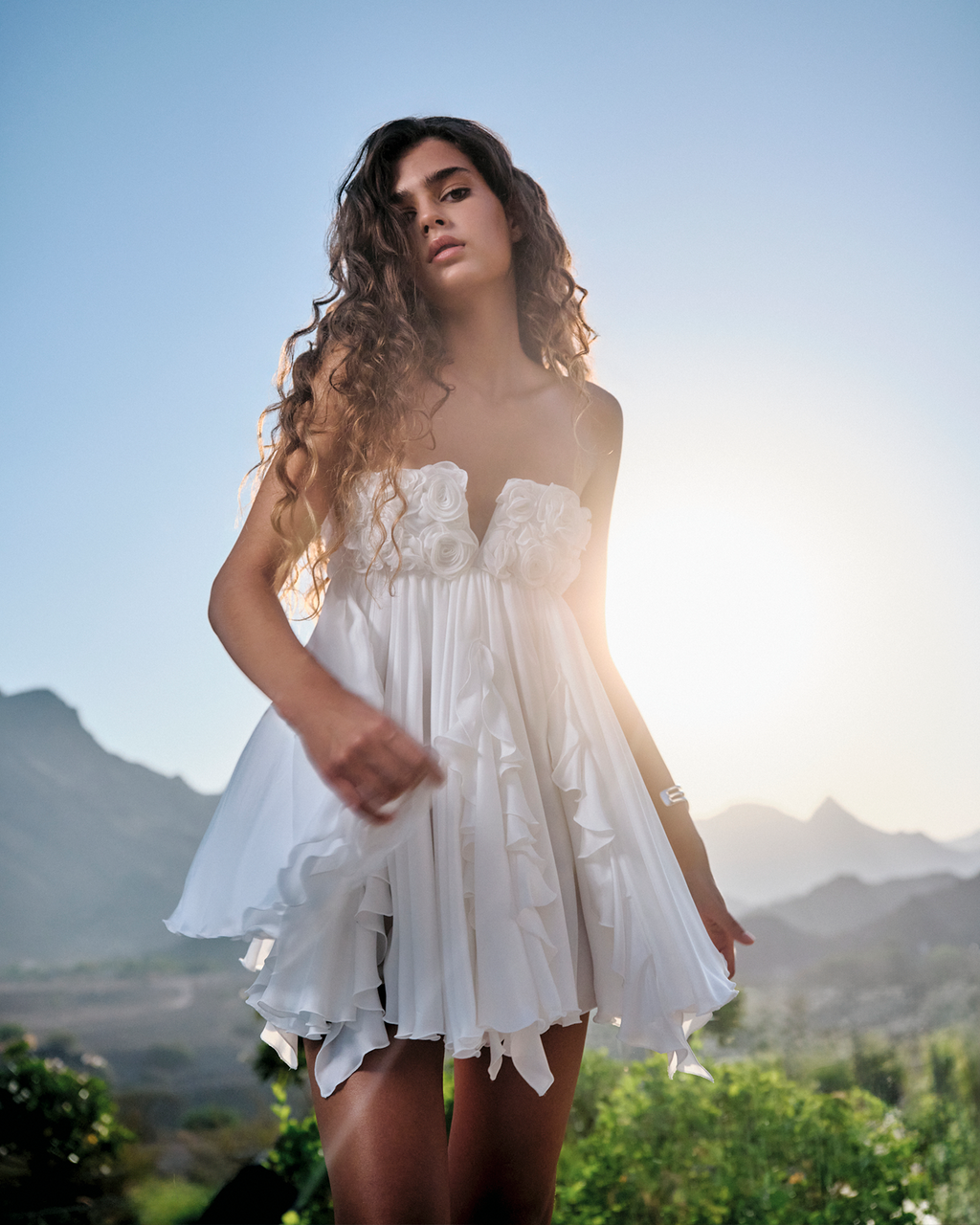 White Rosette Bloom Dress