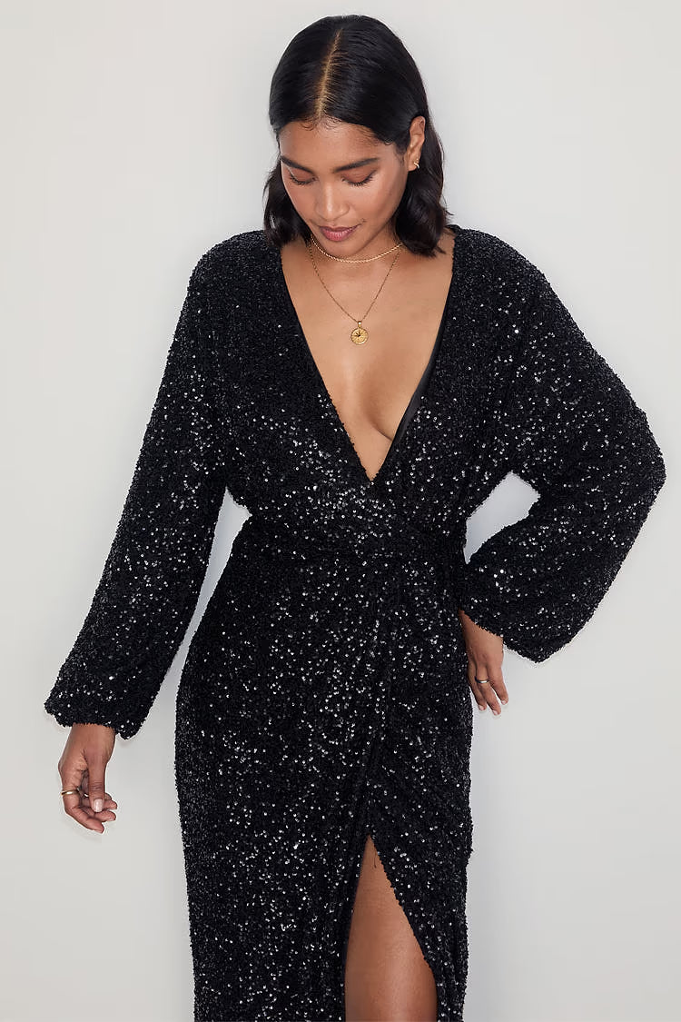 Sequin Wrap Midi Dress  The Summer Shops
