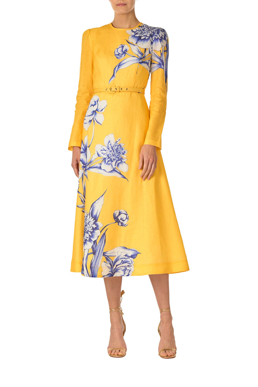 Sunlit Bloom Belted Midi Dress